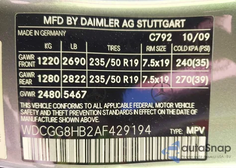 2010 Mercedes-Benz Glk 350 4Matic из США, поврежденный, VIN WDCGG8HB2AF429194